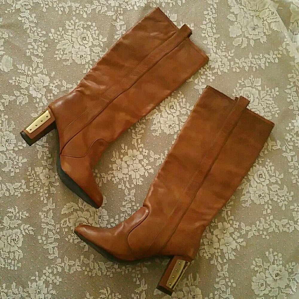 Rebecca Minkoff 9.5 Leather boots Cognac BROWN BEAUTIFUL - Picture 4 of 16